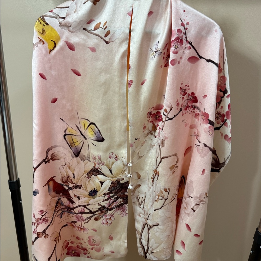 Floral Silk wrap with Butterfly Design